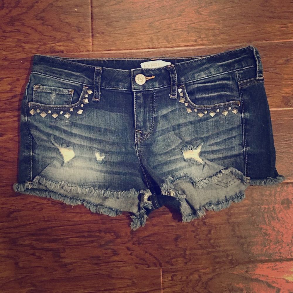Express Distressed Blue Jean Shorts